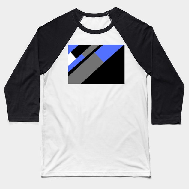 Blue,, White, Black, and Grey Rectangle and Triangle pattern Baseball T-Shirt by BirdsnStuff